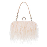 White Ostrich Feather Clutch