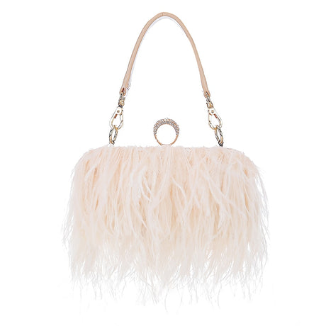 White Ostrich Feather Clutch