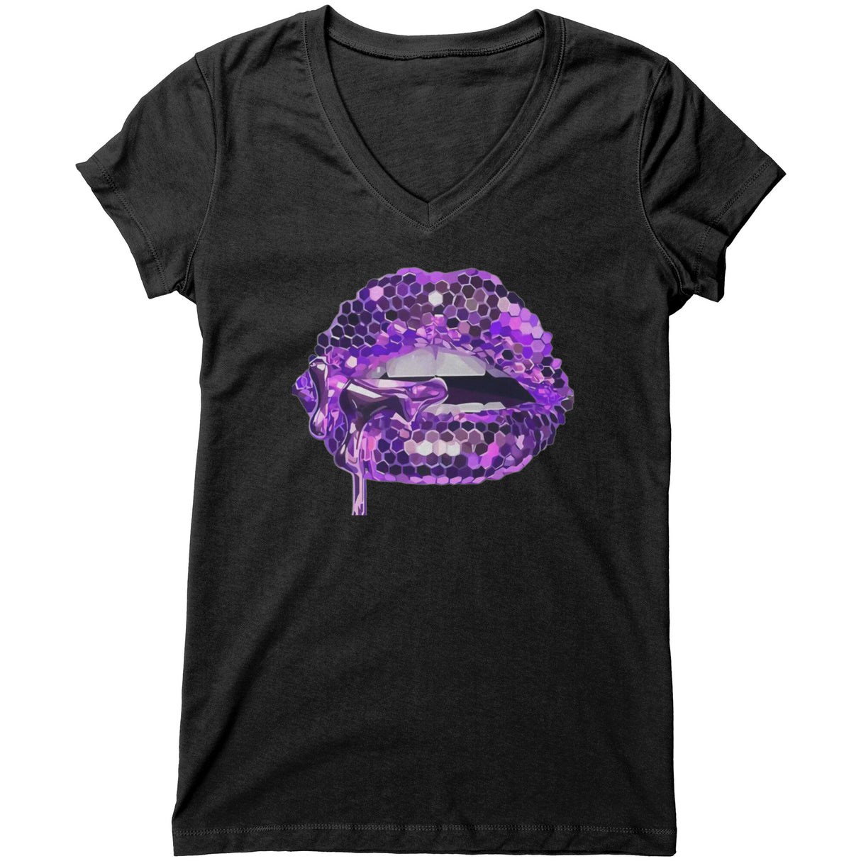 Purple Lip V-neck Shirt