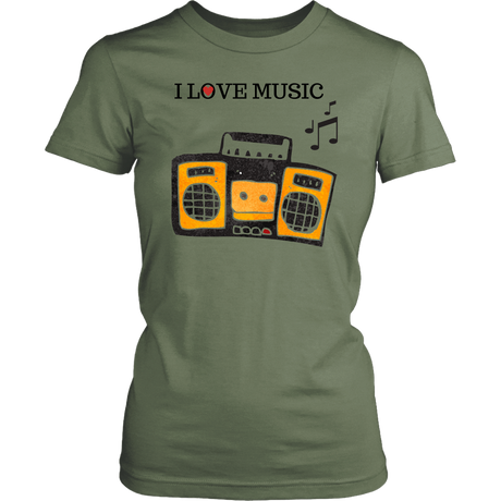 I Love Music Women's Unisex T-Shirt - Fatigue| Shop Sassy Chick