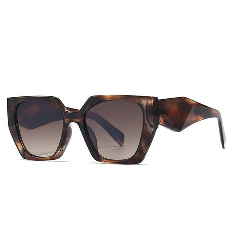 Leopard Retro Polygon Cat Eye Colorful Sunglasses