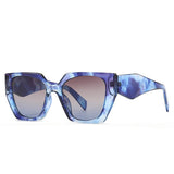 Blue Retro Polygon Cat Eye Colorful Sunglasses