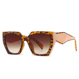 Leopard Retro Polygon Cat Eye Colorful Sunglasses