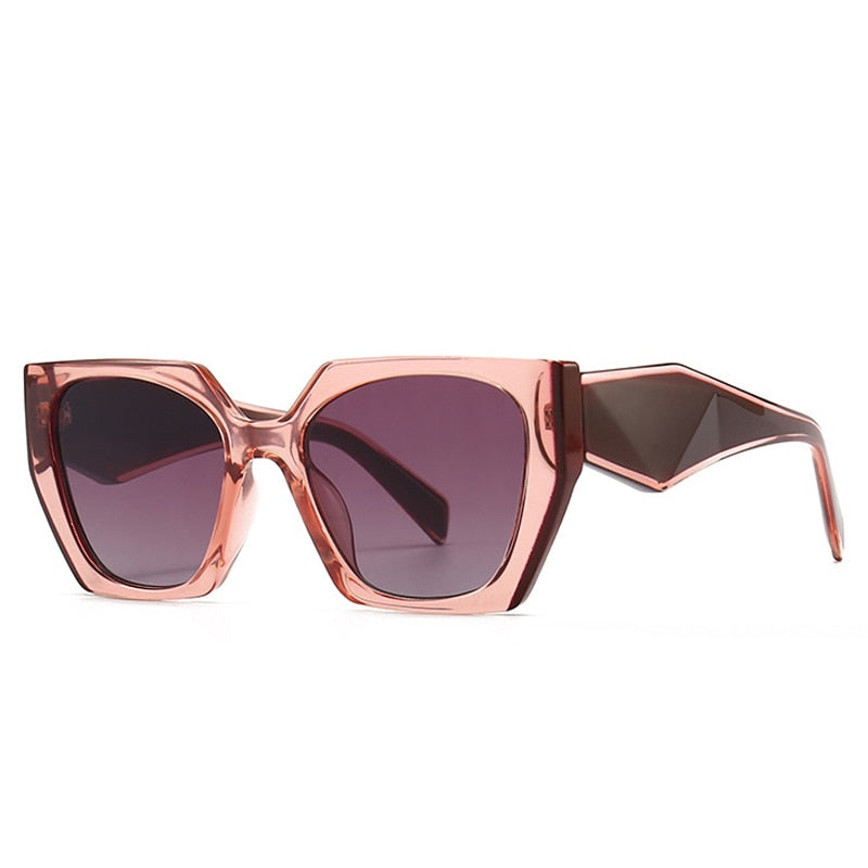 Pink Retro Polygon Cat Eye Colorful Sunglasses