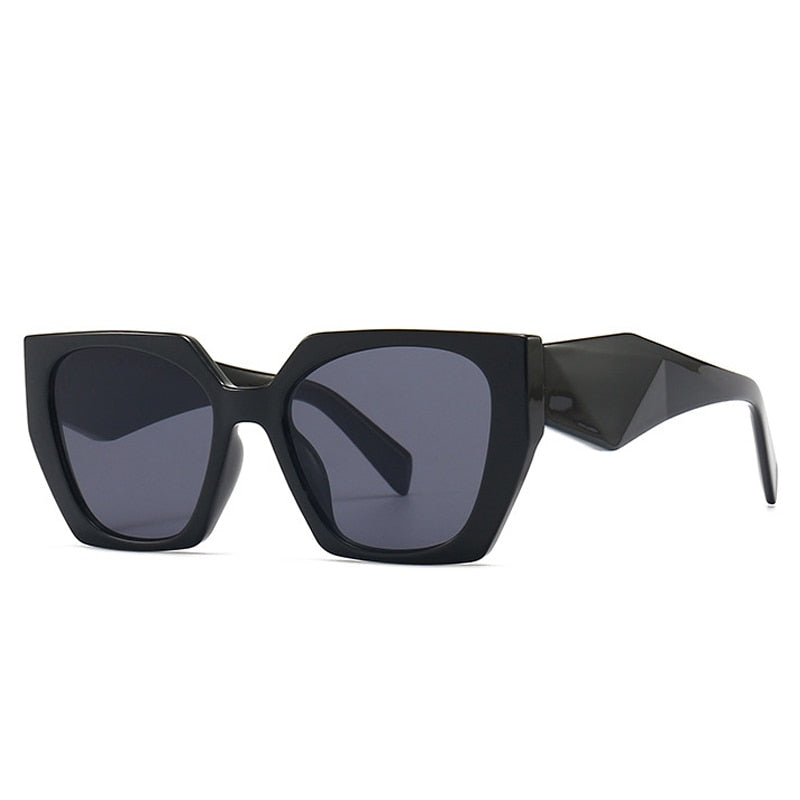 Black Retro Polygon Cat Eye Colorful Sunglasses