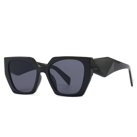 Black Retro Polygon Cat Eye Colorful Sunglasses