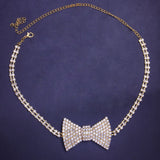 Gold silver Rhinestone Bow Tie Necklace