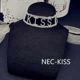 Kiss Rhinestone Letter Choker