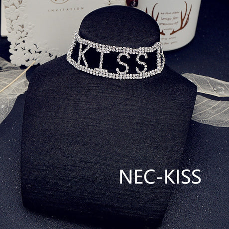 Kiss Rhinestone Letter Choker