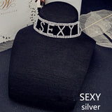 Sexy Rhinestone Letter Choker