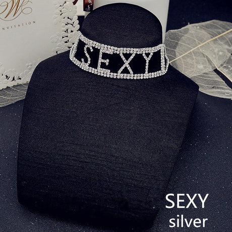Sexy Rhinestone Letter Choker