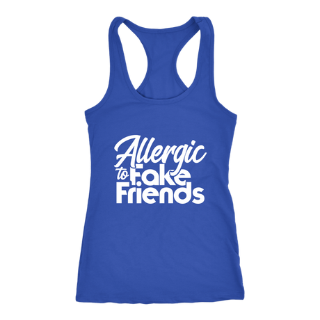 Allergic To Fake Friends Racerback Tank Top - Blue | Shop Sassy Chick