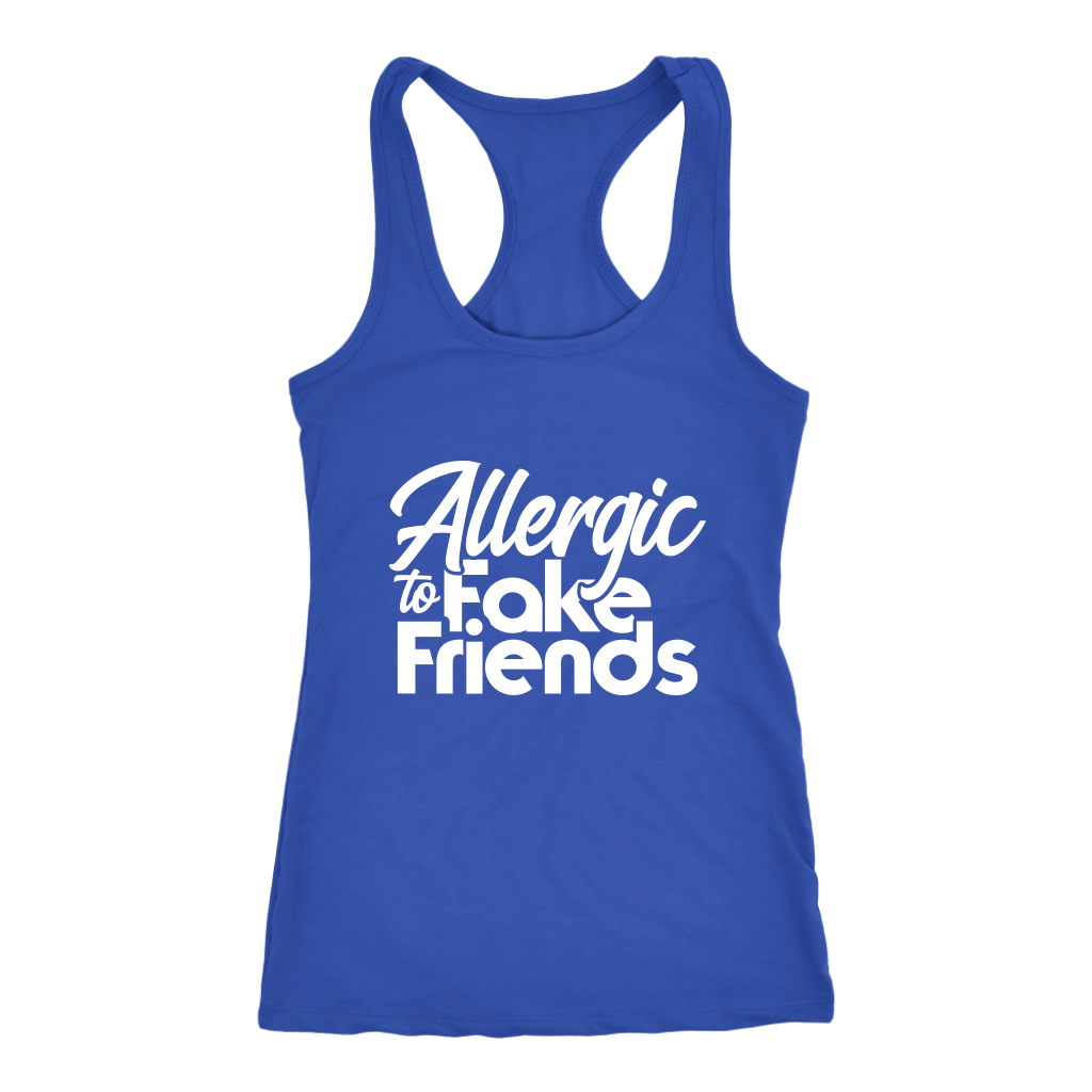 Allergic To Fake Friends Racerback Tank Top - Blue | Shop Sassy Chick