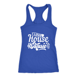I Love House Music Racerback Tank Top - Blue | Shop Sassy Chick