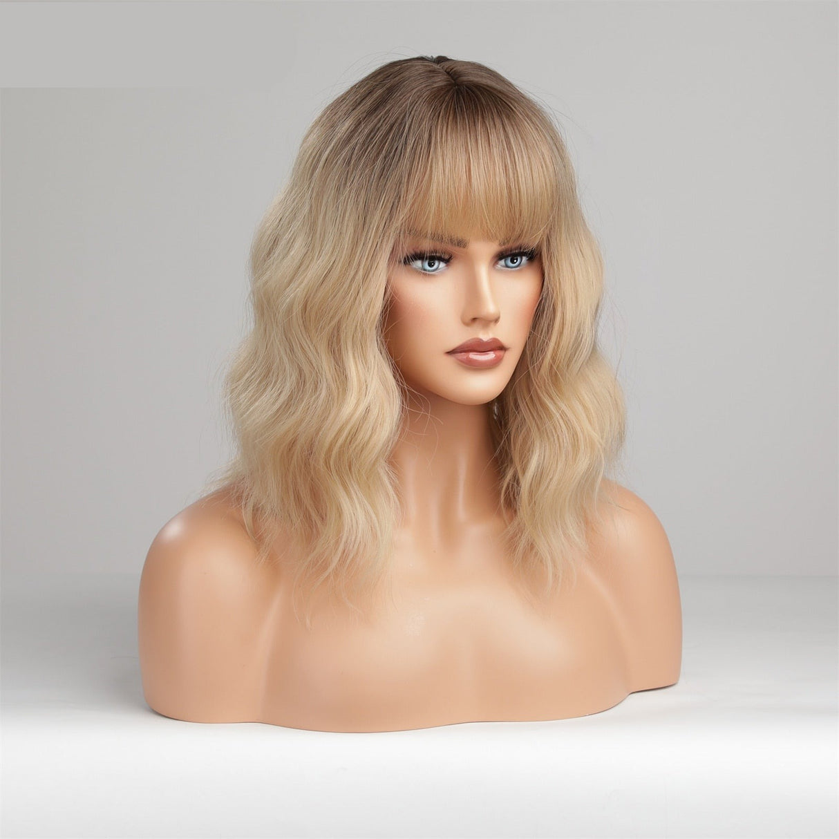 16 Inch Ombre Blonde Loose Curly Hair Wig