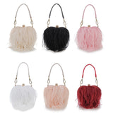 Ostrich Feather Heart-Shaped Clutch Bag