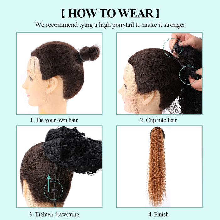 Long Curly Synthetic Ponytail Extensions Clip-In