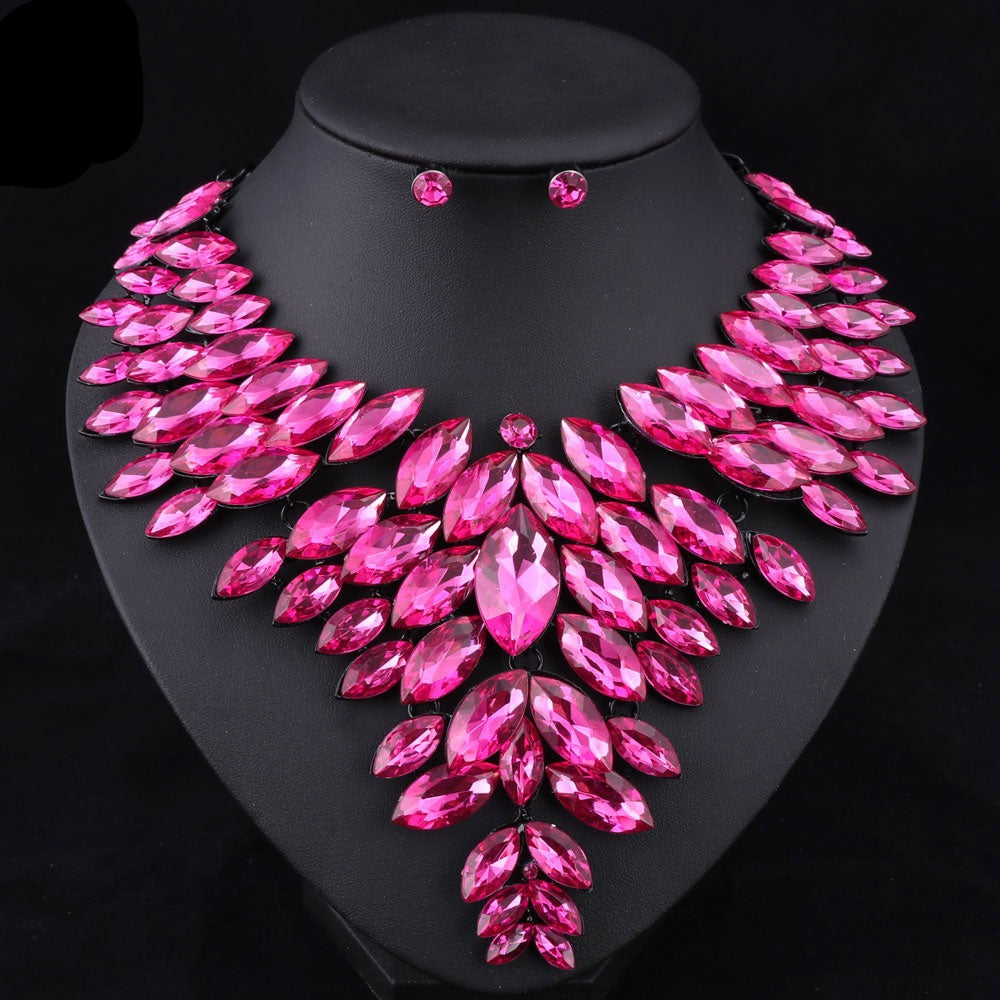 African Bead Crystal Necklace Set