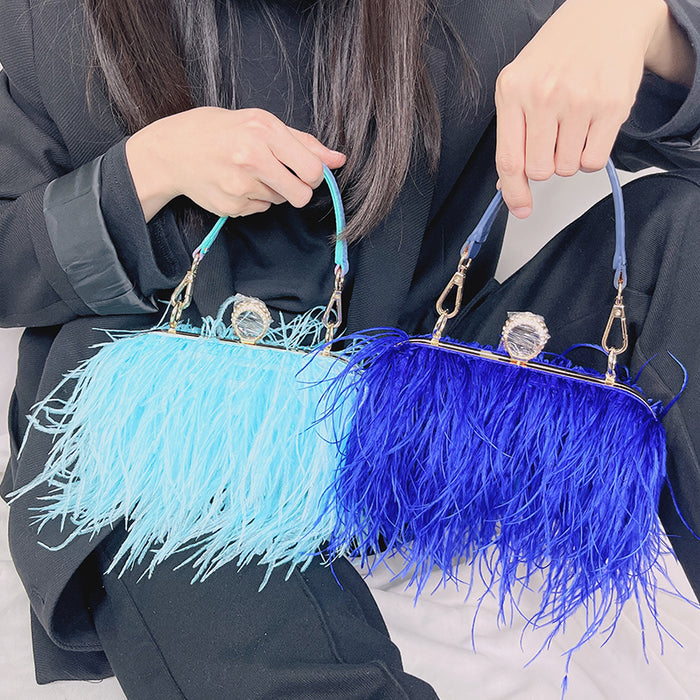Ostrich Feather Bag Blue
