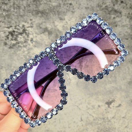 Oversized Rhinestone Crystal Sunglasses