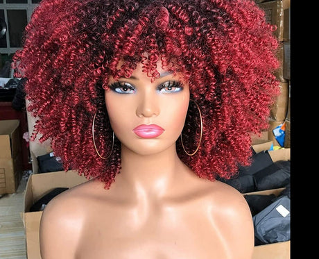 Blonde Mixed Short Afro Kinky Curly Wigs