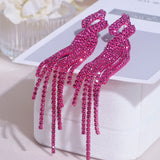 Sparkling Rhinestone Long Tassel Dangle Earring