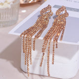 Sparkling Rhinestone Long Tassel Dangle Earring