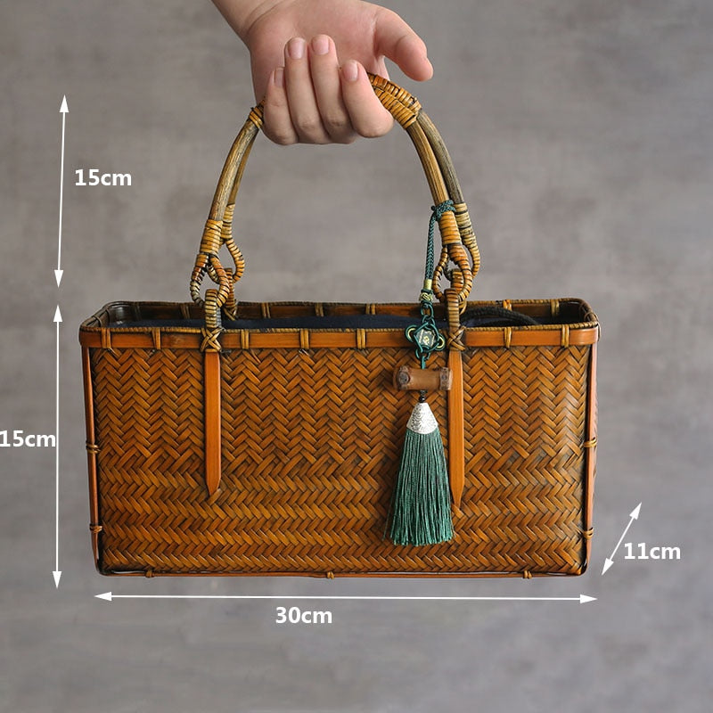 Bamboo Beach Rattan Straw Bag