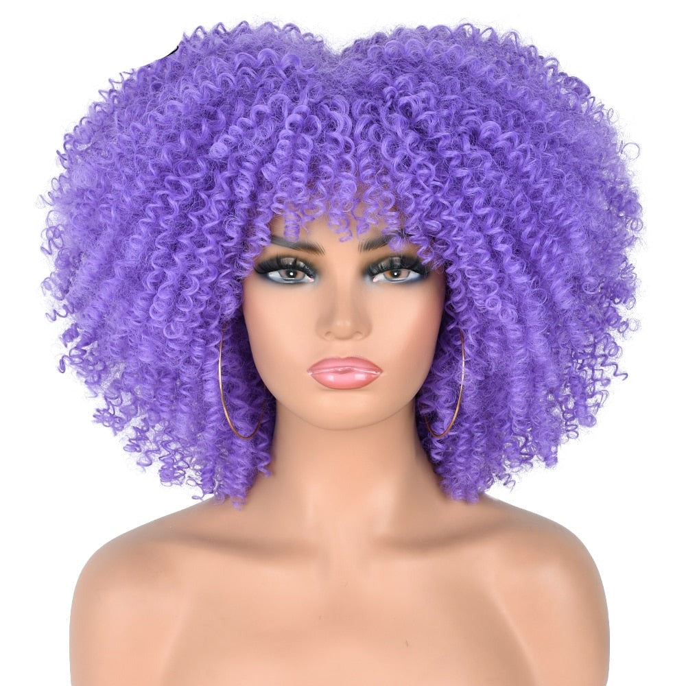 Blonde Mixed Short Afro Kinky Curly Wigs