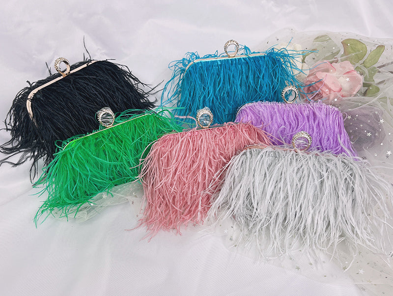 Ostrich feather online clutch