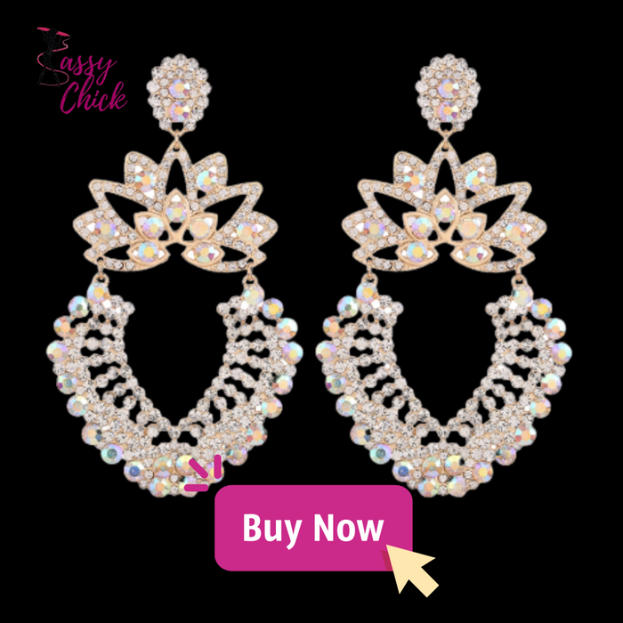 Large Rhinestone Dangle Earrings