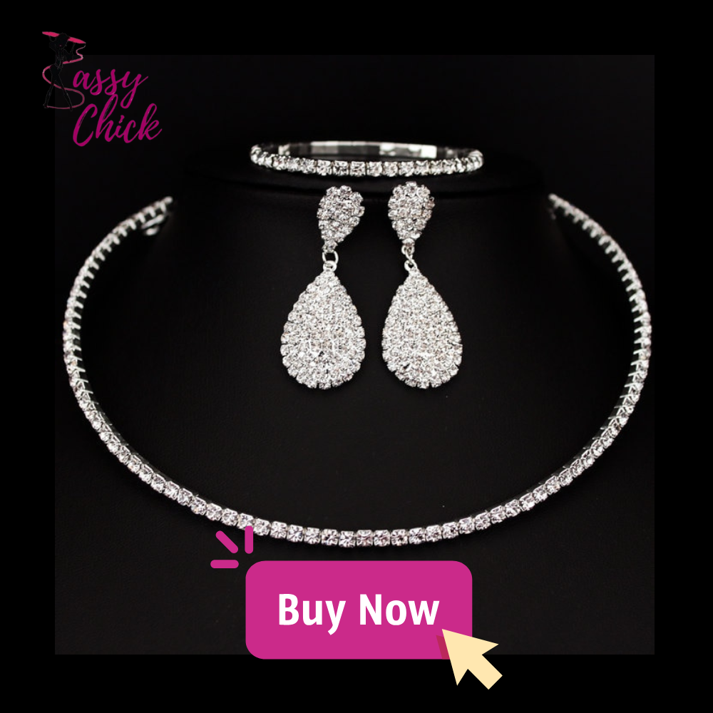 Classic Rhinestone Crystal Choker Necklace Set