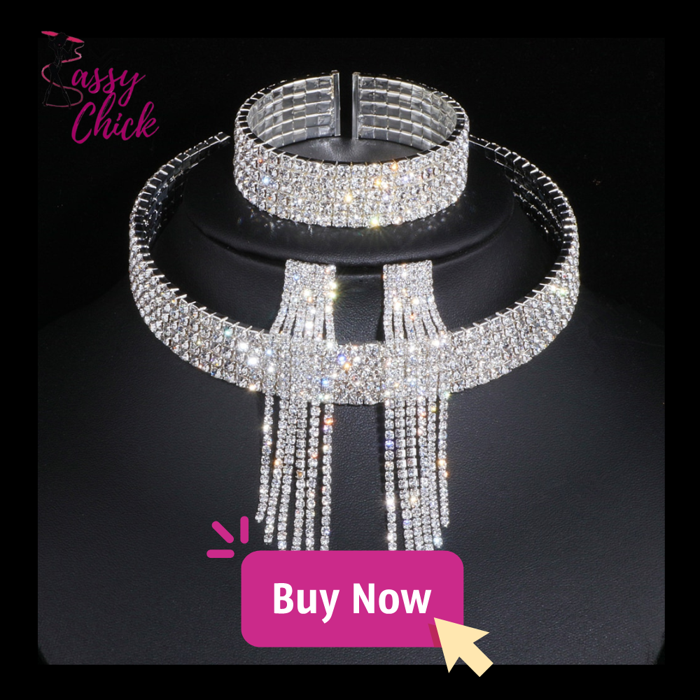 Classic Elegant Tassel Crystal Jewelry Set