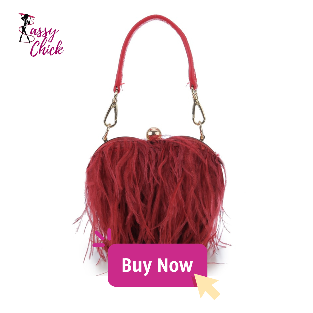 Ostrich Feather Heart-Shaped Clutch Bag — Shop Sassy Chick