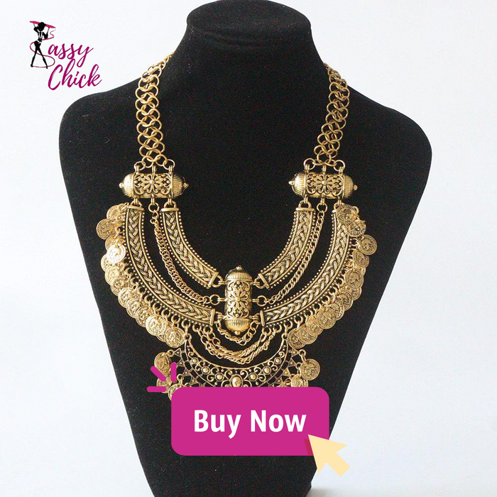 Boho Chic Gold Vintage Necklace