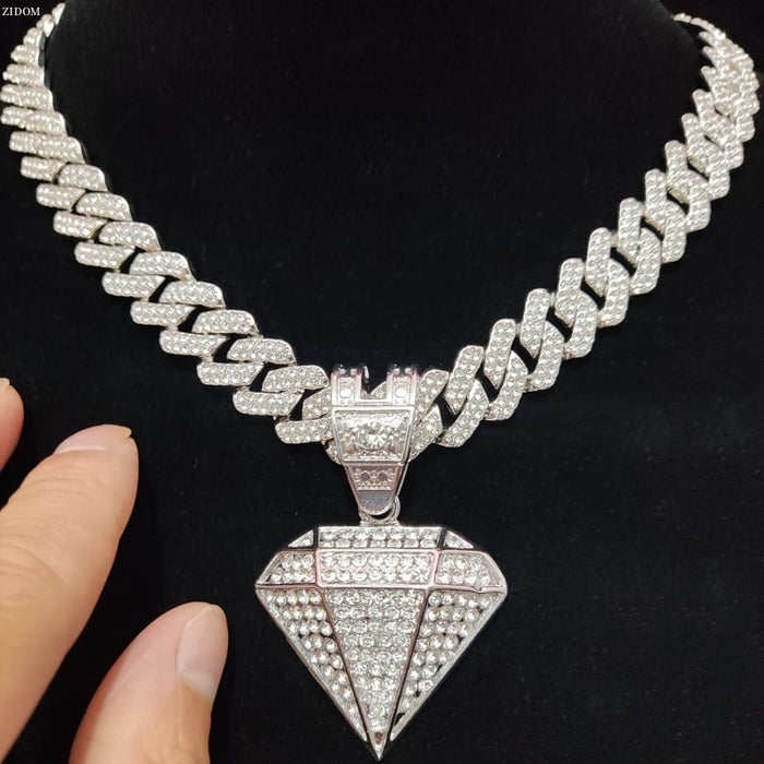 Diamond Design Cuban Chain Necklace