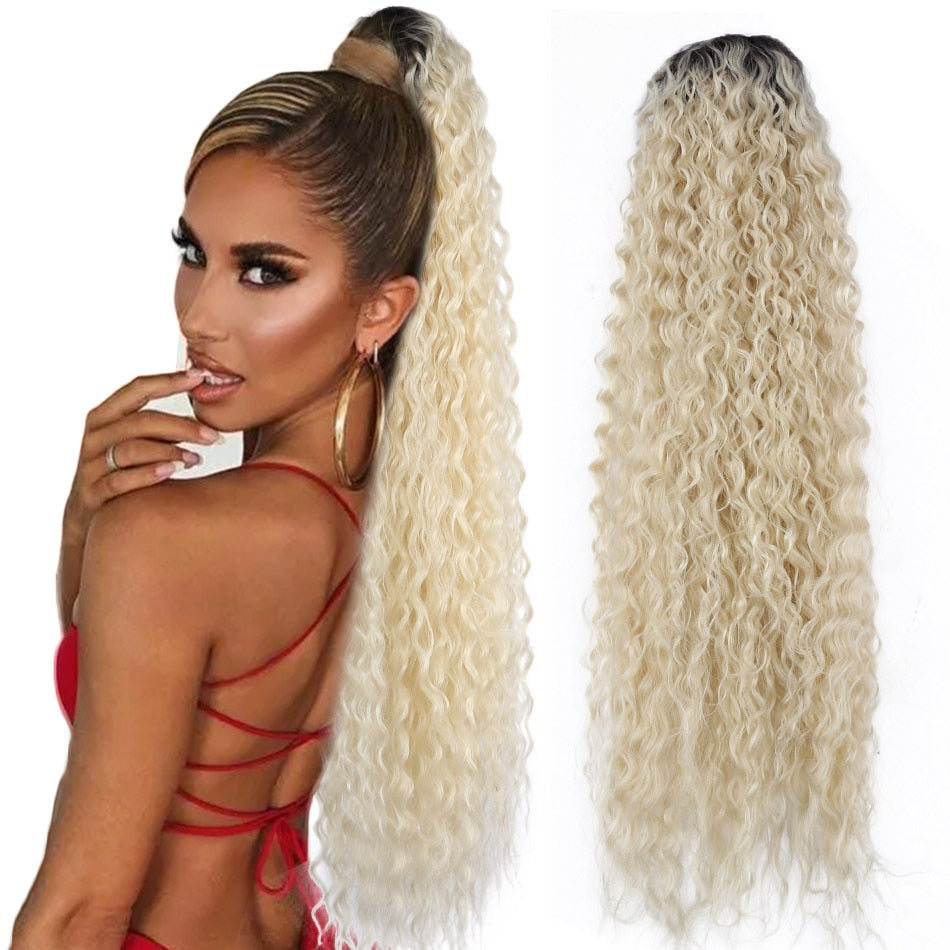 Long Curly Synthetic Ponytail Extensions Clip-In