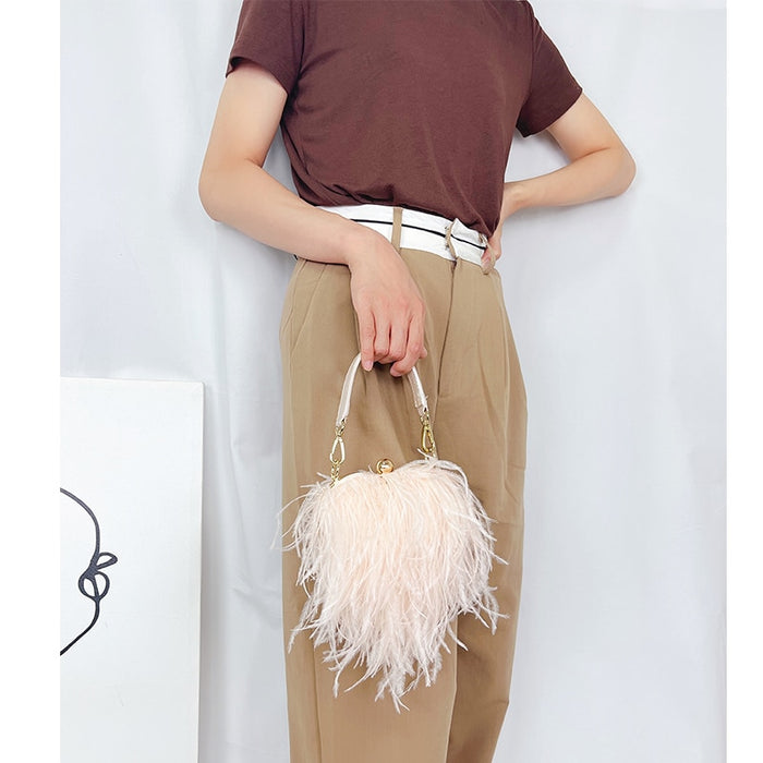 Ostrich Feather Heart-Shaped Clutch Bag — Shop Sassy Chick