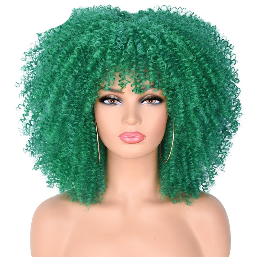 Blonde Mixed Short Afro Kinky Curly Wigs