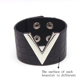 V Shaped Leather Cuff Bracelet