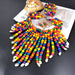 Multicolor Wood Beads Choker Necklace Set