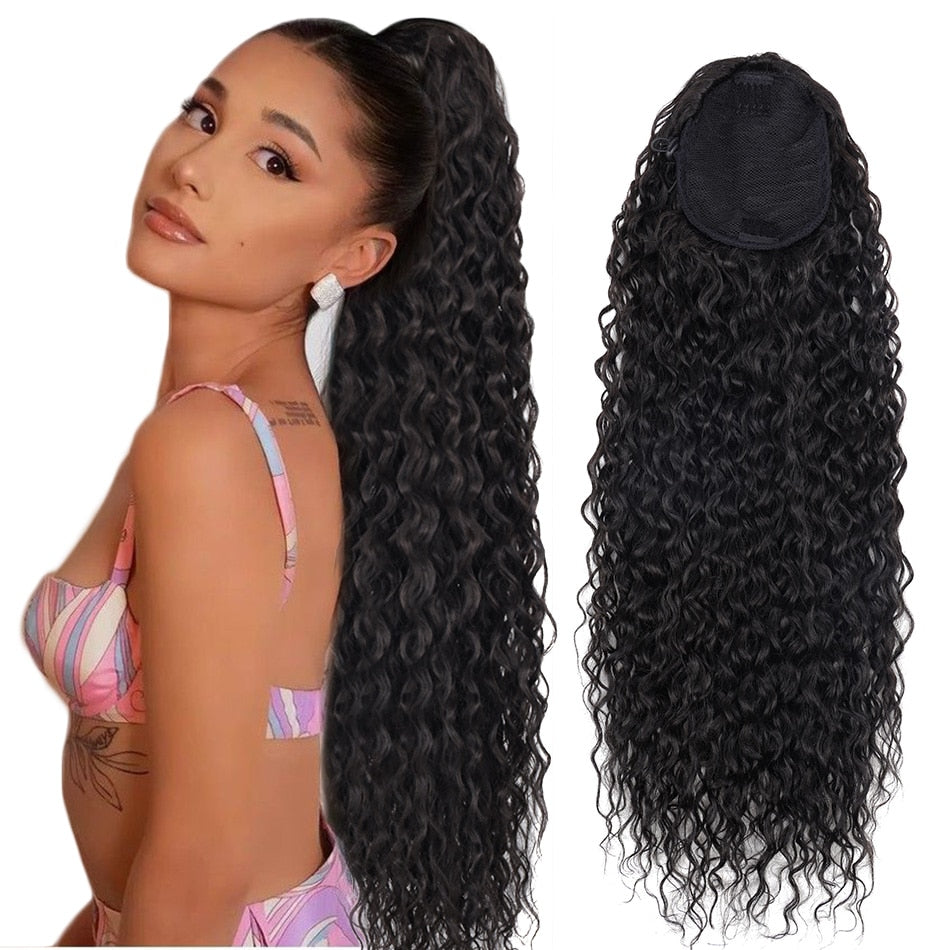 Long Kinky Curly Ponytail Synthetic Hair Clip