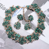 Green Crystal Rhinestone Necklace Set
