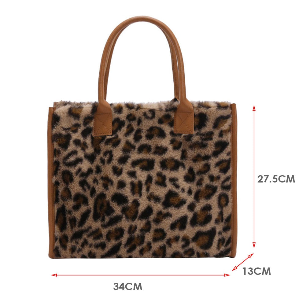 Top-Handle Cow and Leopard Print Bag