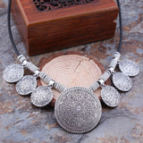 Circle Silver Carved Necklaces