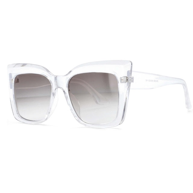 White Square Oversized Cat Eye Sunglasses