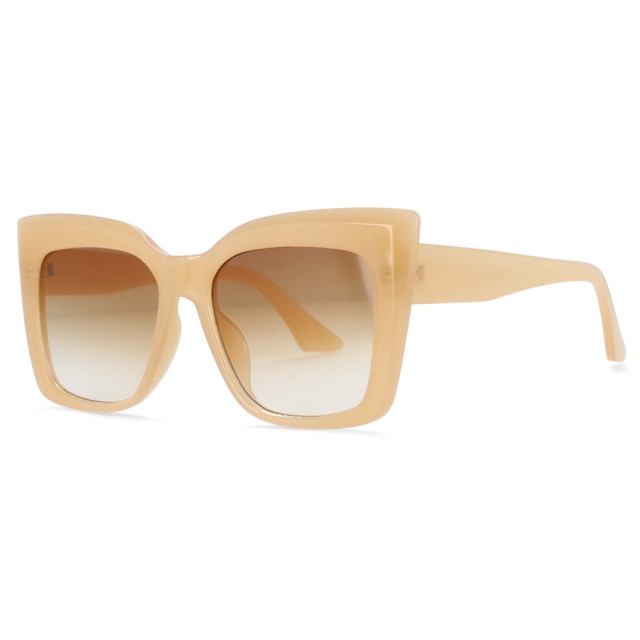 Beige Square Oversized Cat Eye Sunglasses