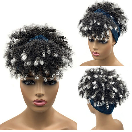 Highlight White Turban Cap Wig Headscarves
