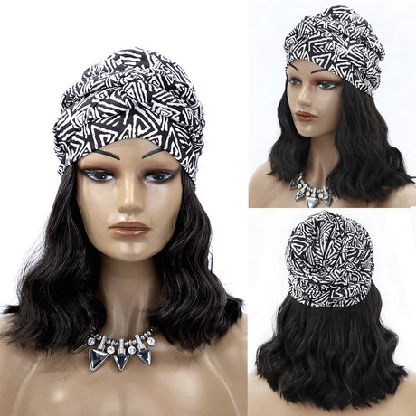 Black Turban Cap Wig Headscarves 