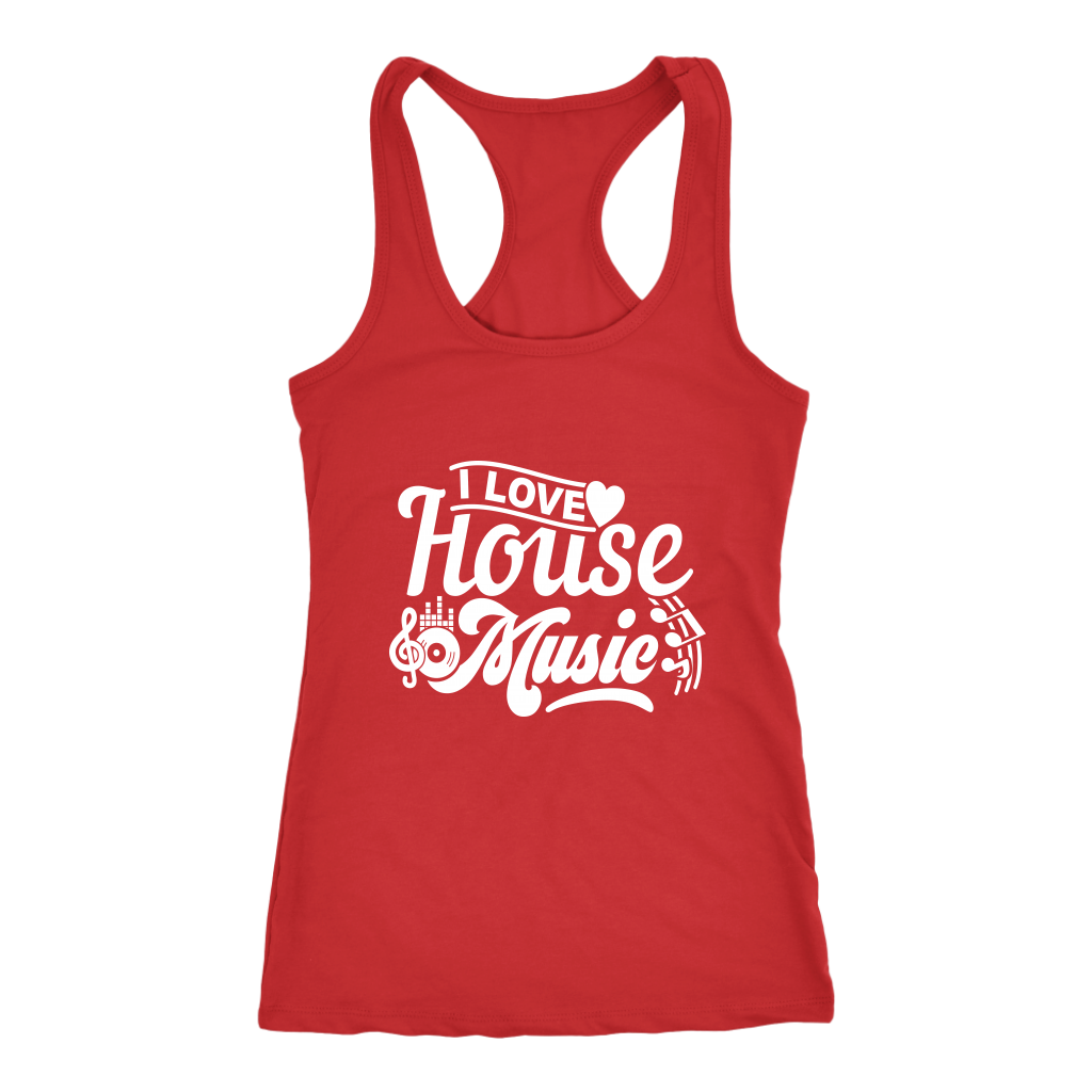 I Love House Music Racerback Tank Top - Red | Shop Sassy Chick
